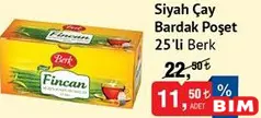 BERK SİYAH ÇAY BARDAK POŞET 25'Lİ